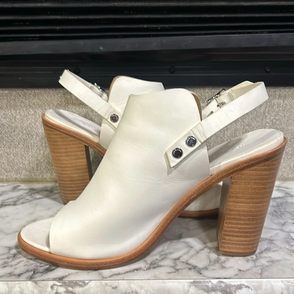 Rag & Bone Women Off White Leather Open Toe Chunky Heel Wyatt Sandal 10.5/41 NIB - Picture 7 of 12